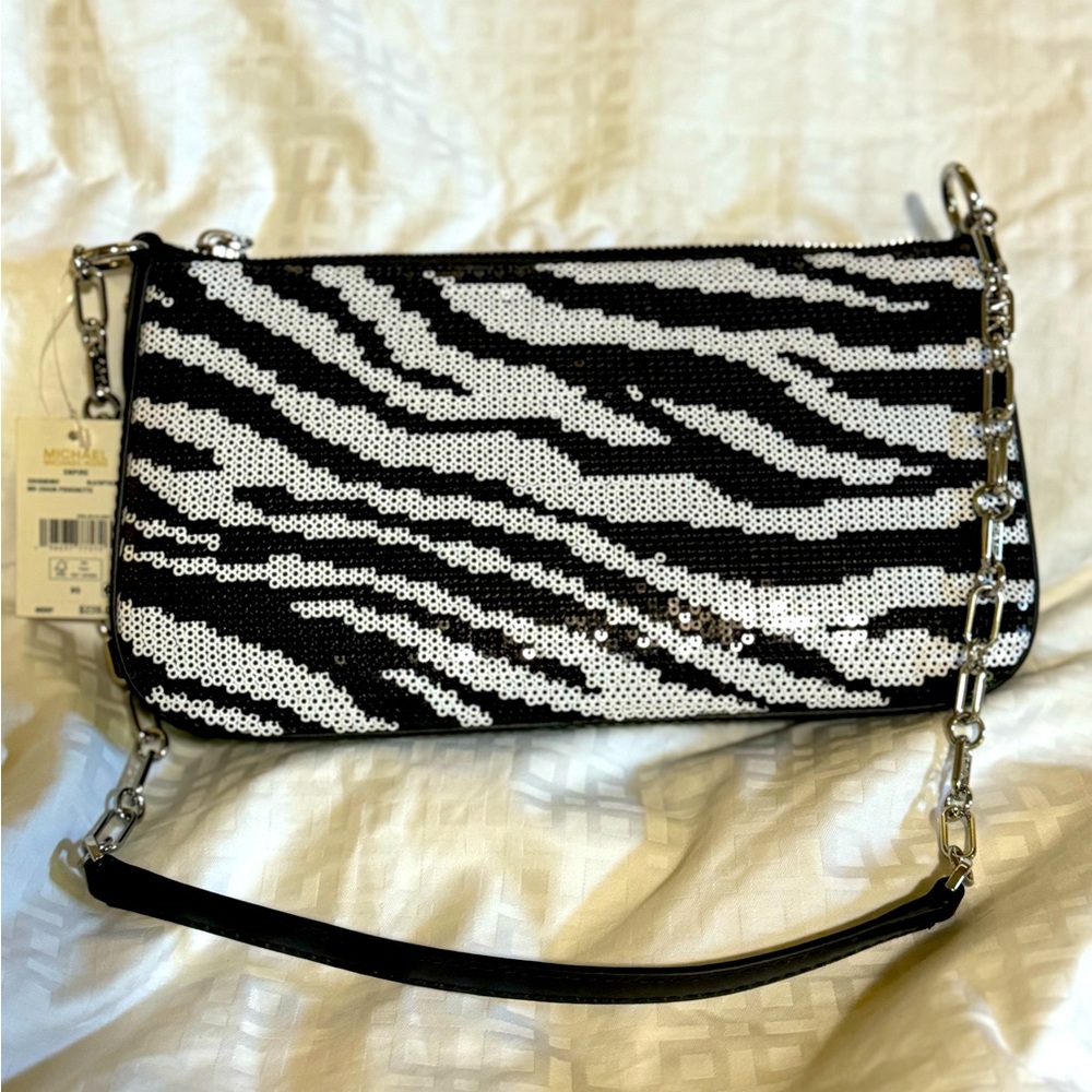 Brand new with tags sequin black/white Michael Kors purse